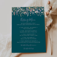 Wildflower Green Wedding Kissing Menu Game Kaart