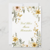 Wildflower Greenery Floral Doop Uitnodiging (Achterkant)