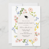 Wildflower grillige bloemen afstudeerfeest kaart (Voorkant)