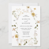 Wildflower grillige Boho moderne krans bruiloft Kaart (Voorkant)