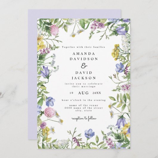 Wildflower grillige tuin Boho rustieke bruiloft in Kaart (Voorkant / Achterkant)