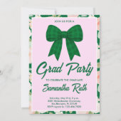 Wildflower Groene Gingham Strik Diaproduct Afstude Kaart (Achterkant)