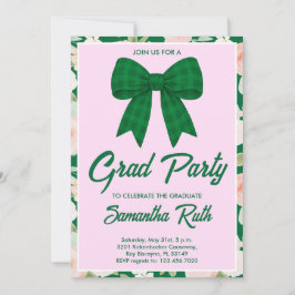 Wildflower Groene Gingham Strik Diploma Feest Kaart