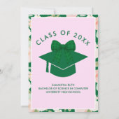 Wildflower Groene Gingham Strik Diploma Feest Kaart (Achterkant)