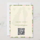 Wildflower Groene Gingham Strik QR Code Trouwen Kaart (Achterkant)