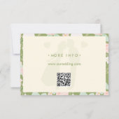 Wildflower Groene Gingham Strik QR Code Trouwen RSVP Kaartje (Achterkant)