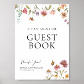 Wildflower Guest Book Weddenschap Poster (Voorkant)