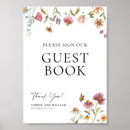 Wildflower Guest Book Weddenschap Poster