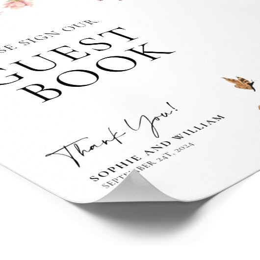 Wildflower Guest Book Weddenschap Poster (Hoek)