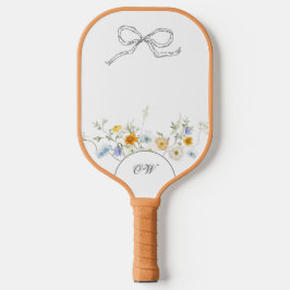 Wildflower Hand getrokken boog bloemige Initialen  Pickleball Paddle