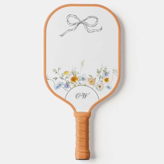 Wildflower Hand getrokken boog bloemige Initialen  Pickleball Paddle (Voorkant)