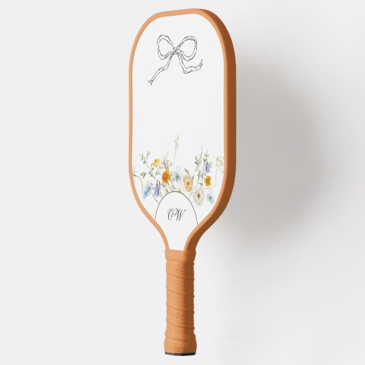 Wildflower Hand getrokken boog bloemige Initialen  Pickleball Paddle (Links)