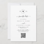 Wildflower Hand-getrokken Monogram bruiloft QR-cod Save The Date (Voorkant)