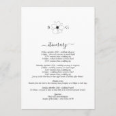 Wildflower Hand-getrokken Monogram Bruiloft Route Programmakaart (Achterkant)