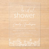 Wildflower Hand getrokken Vrijgezellenfeest Elegan Acryl Uitnodigingen (Voorkant)