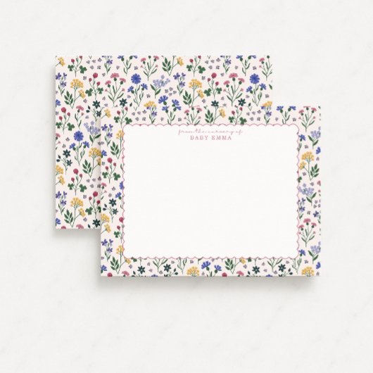 Wildflower Hand Painted Scalloped Border card Kaart