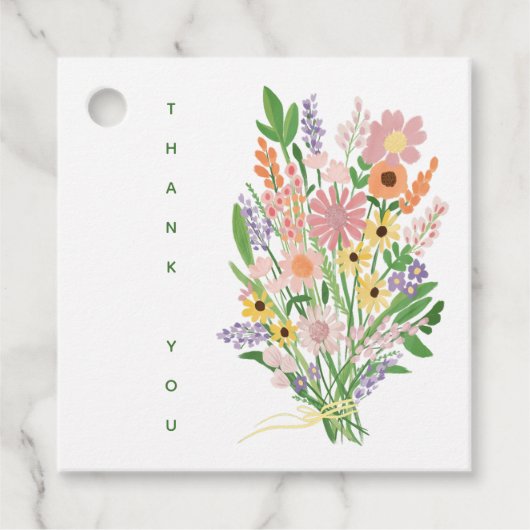 Wildflower Handbeschilderd Aangepast Baby shower Bedankjes Labels (Voorkant)