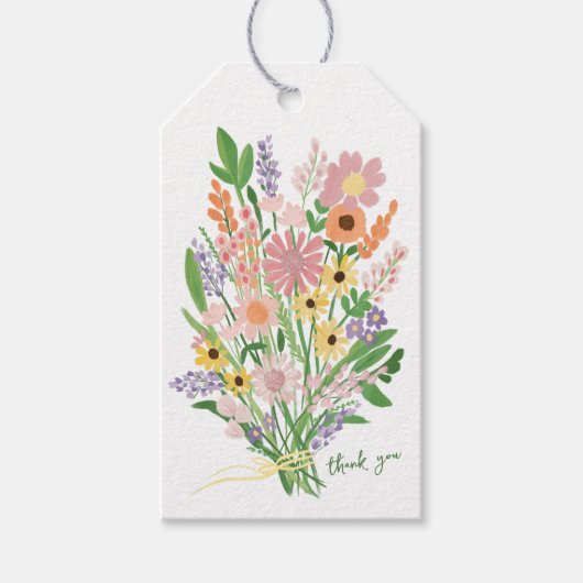 Wildflower Handbeschilderd Aangepast Baby shower Cadeaulabel (Voorkant)