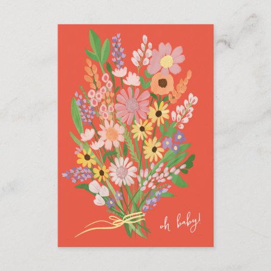 Wildflower Handbeschilderd Aangepast Baby shower Informatiekaartje (Voorkant)