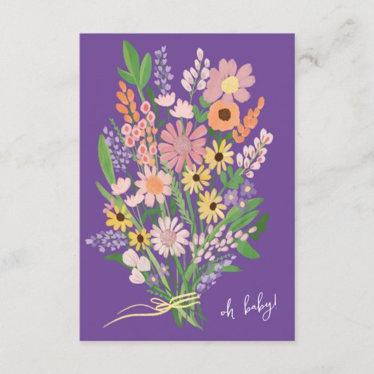 Wildflower Handbeschilderd Aangepast Baby shower Informatiekaartje (Voorkant)