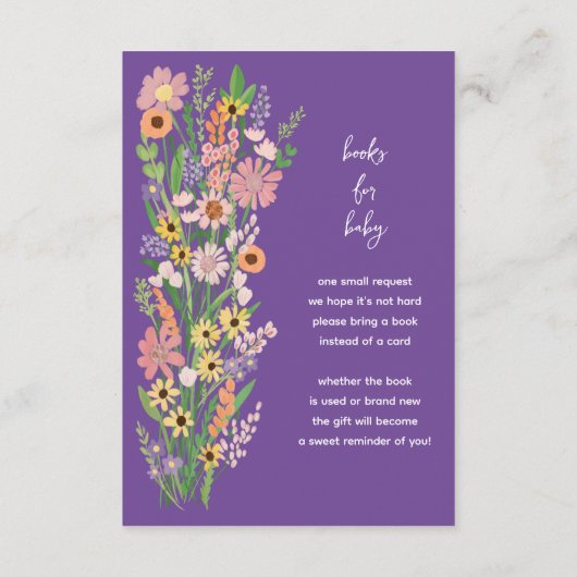 Wildflower Handbeschilderd Aangepast Baby shower Informatiekaartje (Achterkant)