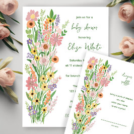 Wildflower Handbeschilderd Aangepast Baby shower Informatiekaartje