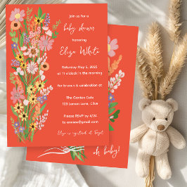 Wildflower Handbeschilderd Aangepast Baby shower Kaart