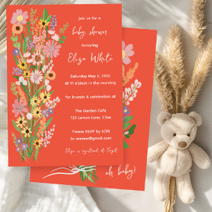 Wildflower Handbeschilderd Aangepast Baby shower Kaart