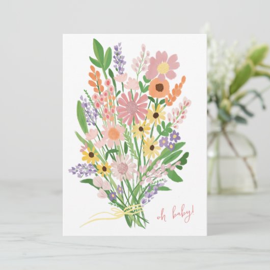 Wildflower Handbeschilderd Aangepast Baby shower Kaart (Staand voorkant)