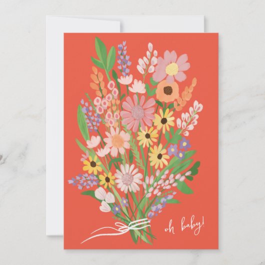 Wildflower Handbeschilderd Aangepast Baby shower Kaart (Voorkant)