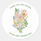 Wildflower Handbeschilderd Aangepast Baby shower Ronde Sticker (Voorkant)