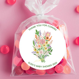 Wildflower Handbeschilderd Aangepast Baby shower Ronde Sticker