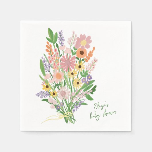 Wildflower Handbeschilderd Aangepast Baby shower Servet (Voorkant)
