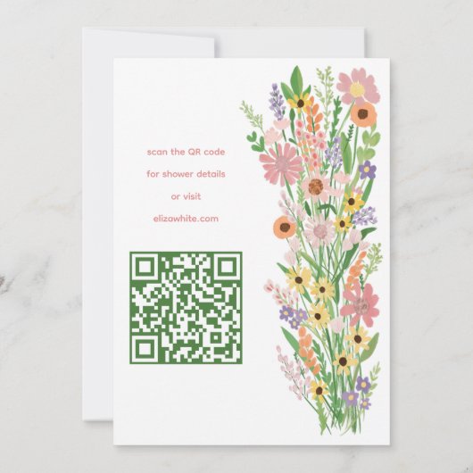 Wildflower Handbeschilderd Custom QR Vrijgezellenf Kaart (Achterkant)