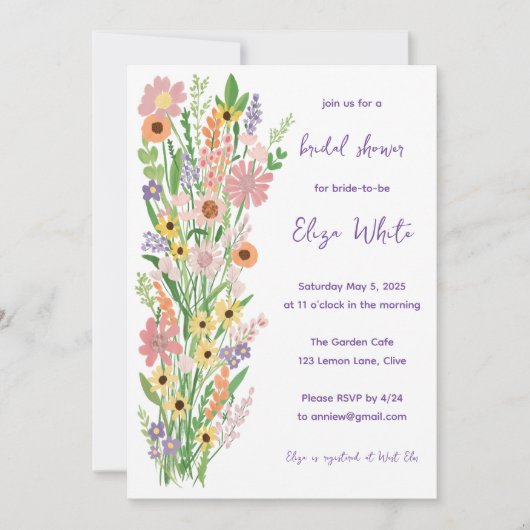 Wildflower Handbeschilderd Custom QR Vrijgezellenf Kaart (Voorkant)