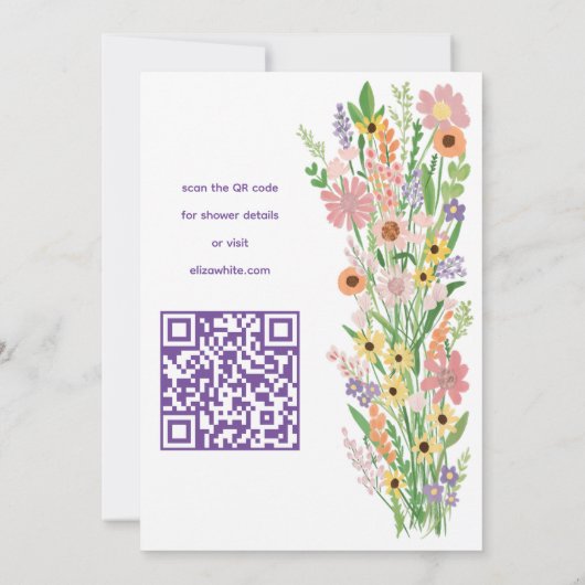 Wildflower Handbeschilderd Custom QR Vrijgezellenf Kaart (Achterkant)
