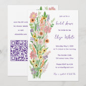 Wildflower Handbeschilderd Custom QR Vrijgezellenf Kaart (Voorkant / Achterkant)
