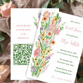 Wildflower Handbeschilderd Custom QR Vrijgezellenf Kaart