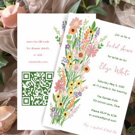 Wildflower Handbeschilderd Custom QR Vrijgezellenf Kaart