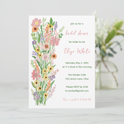 Wildflower Handbeschilderd Sweet Custom Vrijgezell Kaart (Staand voorkant)