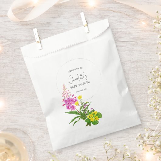 Wildflower handgetrokken cirkelscript-Baby shower Bedankzakje (Geknipt)