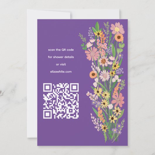 Wildflower Handpainted Custom QR code Baby shower Kaart (Achterkant)