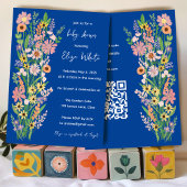 Wildflower Handpainted Custom QR code Baby shower Kaart