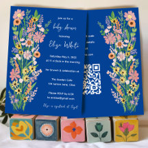 Wildflower Handpainted Custom QR code Baby shower