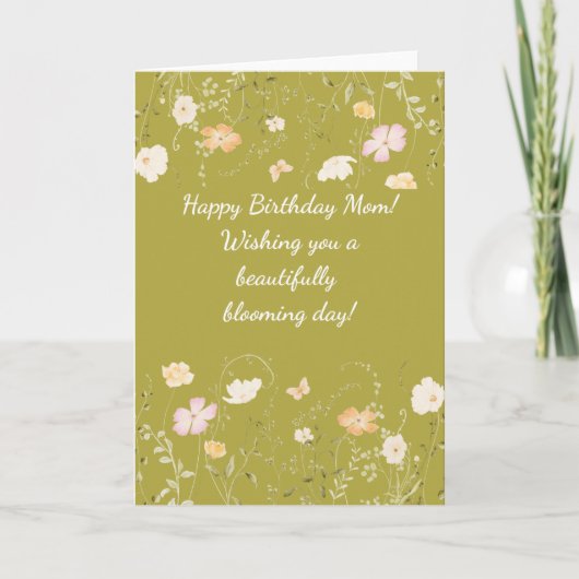 Wildflower Happy Birthday Mom Card Kaart (Voorkant)