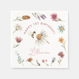 Wildflower Happy Birthday Party Papier Servet