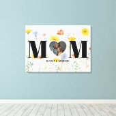 Wildflower Hart Fotonaam Moederdag Canvas Afdruk (Insitu (Houten vloer))