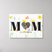 Wildflower Hart Fotonaam Moederdag Canvas Afdruk (Voorkant)