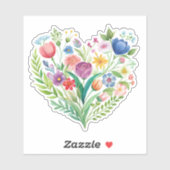 Wildflower Heart Custom-Cut Vinyl Sticker (Vel)