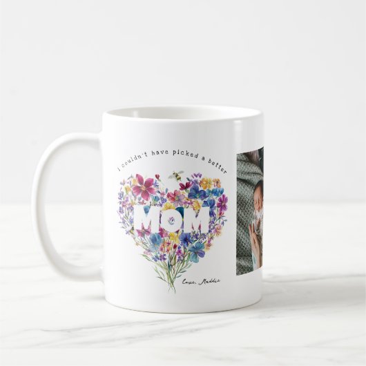 Wildflower Heart-Moederdag | 3 Fotocollage Koffiemok (Links)